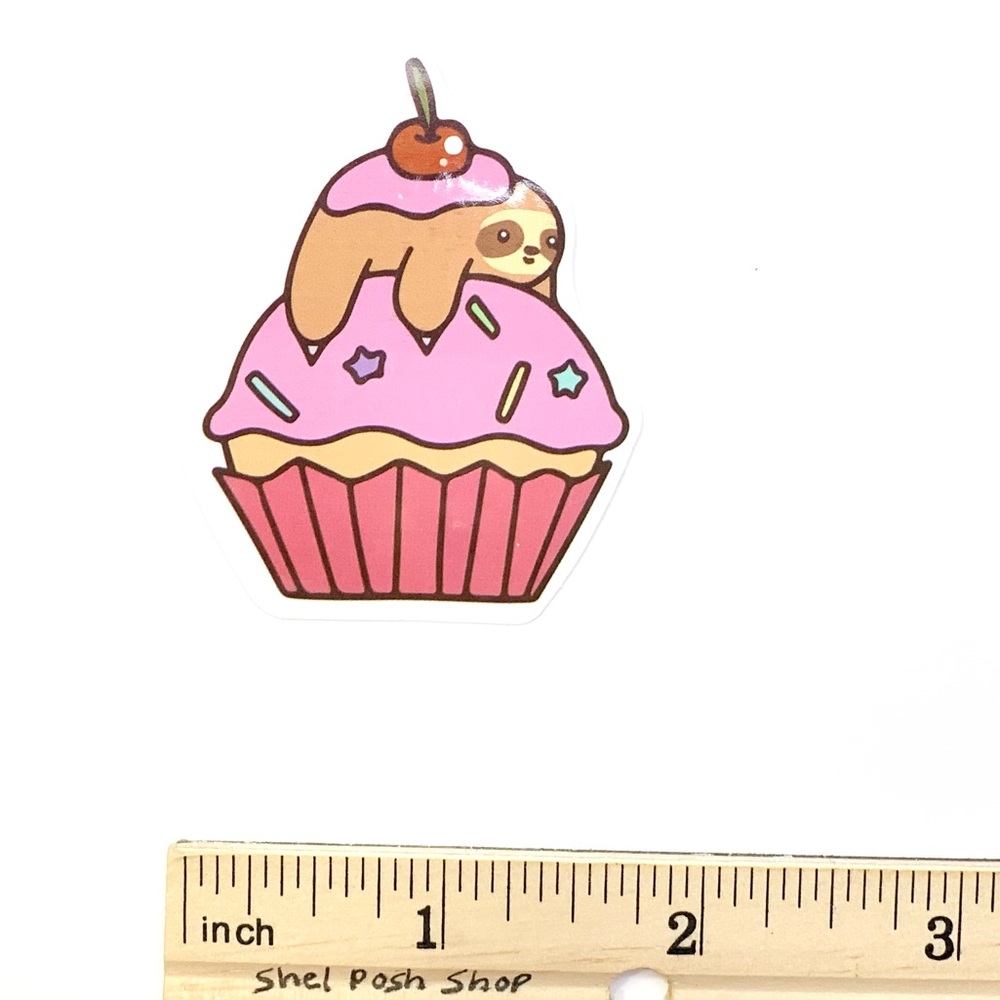 Sloth Cupcake Vinyl Sticker - Picture 2 of 2
